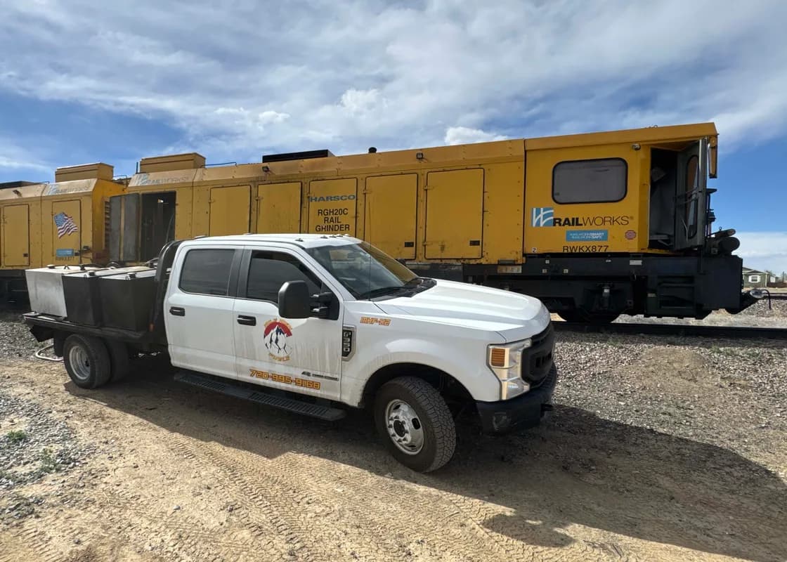 Mile High Fuels truck on a rail job site